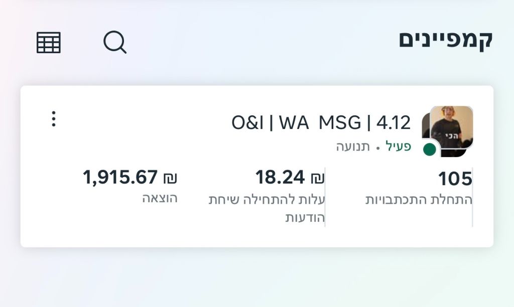 קמפיין וואטסאפ 105 פניות